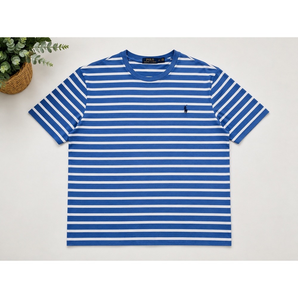 NWT Polo Ralph Lauren Mens Striped Jersey T-Shirt Royal Blue White 3XLT